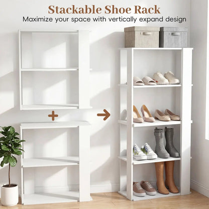 Three Tier Shoe Rack With Anti Tip Design White