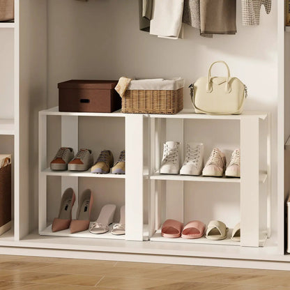 3-Tier Stackable Shoe Rack Set of 2 White