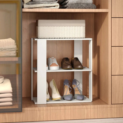 3-Tier Stackable Shoe Rack Set of 2 White