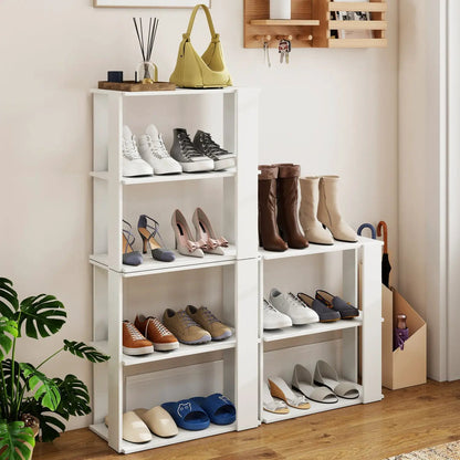 3-Tier Stackable Shoe Rack Set of 2 White