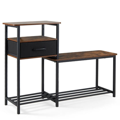 3 Tier Shoe Storage Bench with Drawer and Frame