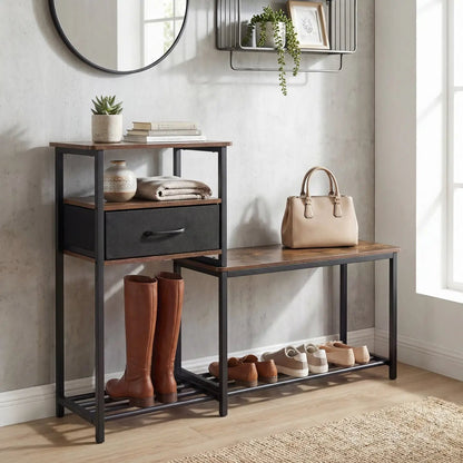 3 Tier Shoe Storage Bench with Drawer and Frame