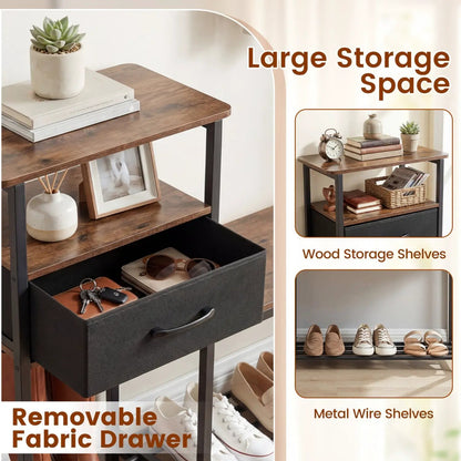 3 Tier Shoe Storage Bench with Drawer and Frame