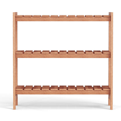 3-Tier Solid Wood Plant Stand with Slatted Shelves