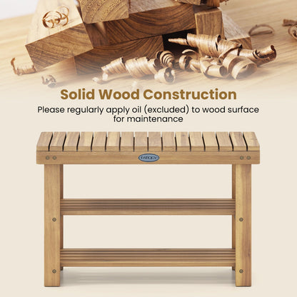 Three Tier Solid Wood Shoe Rack with Slats
