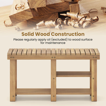 Three Tier Solid Wood Shoe Rack with Slats