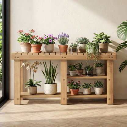 Three Tier Solid Wood Shoe Rack with Slats