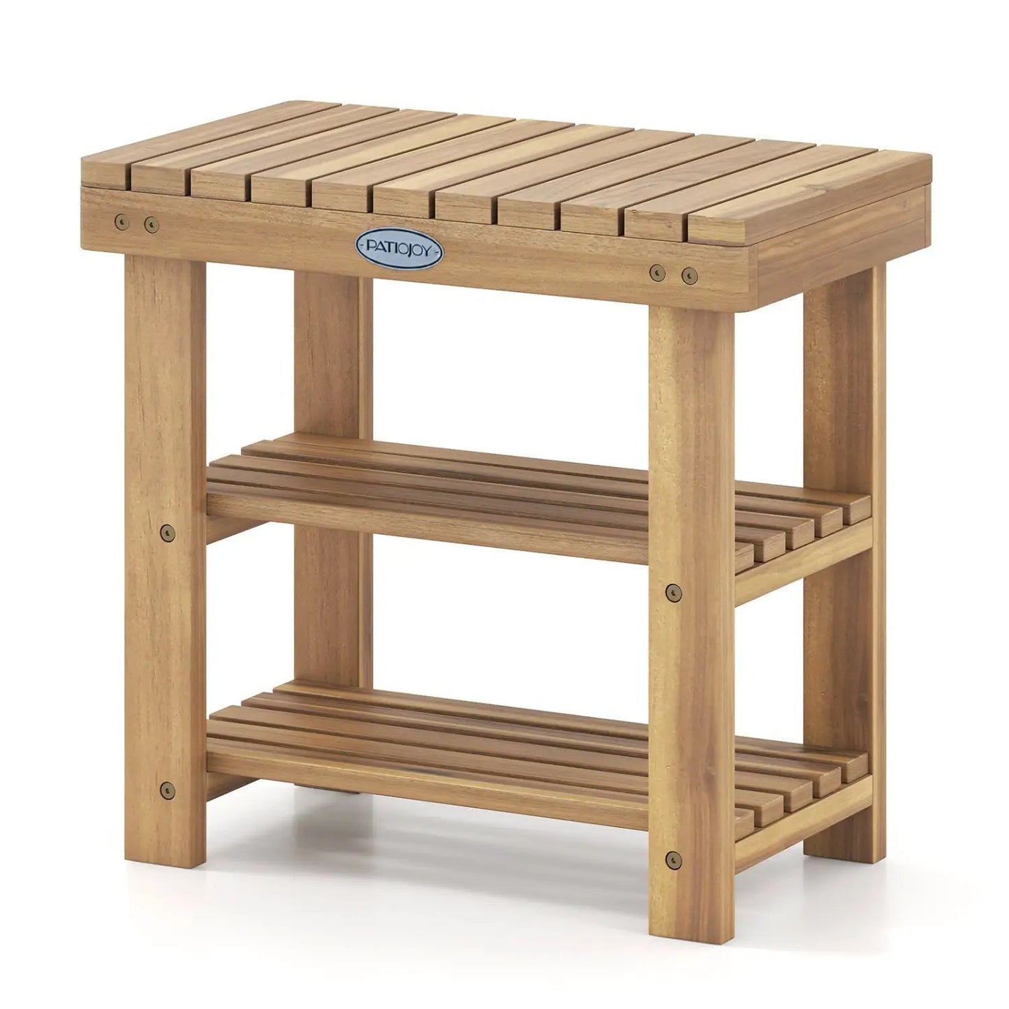 Three Tier Solid Wood Shoe Rack with Slats