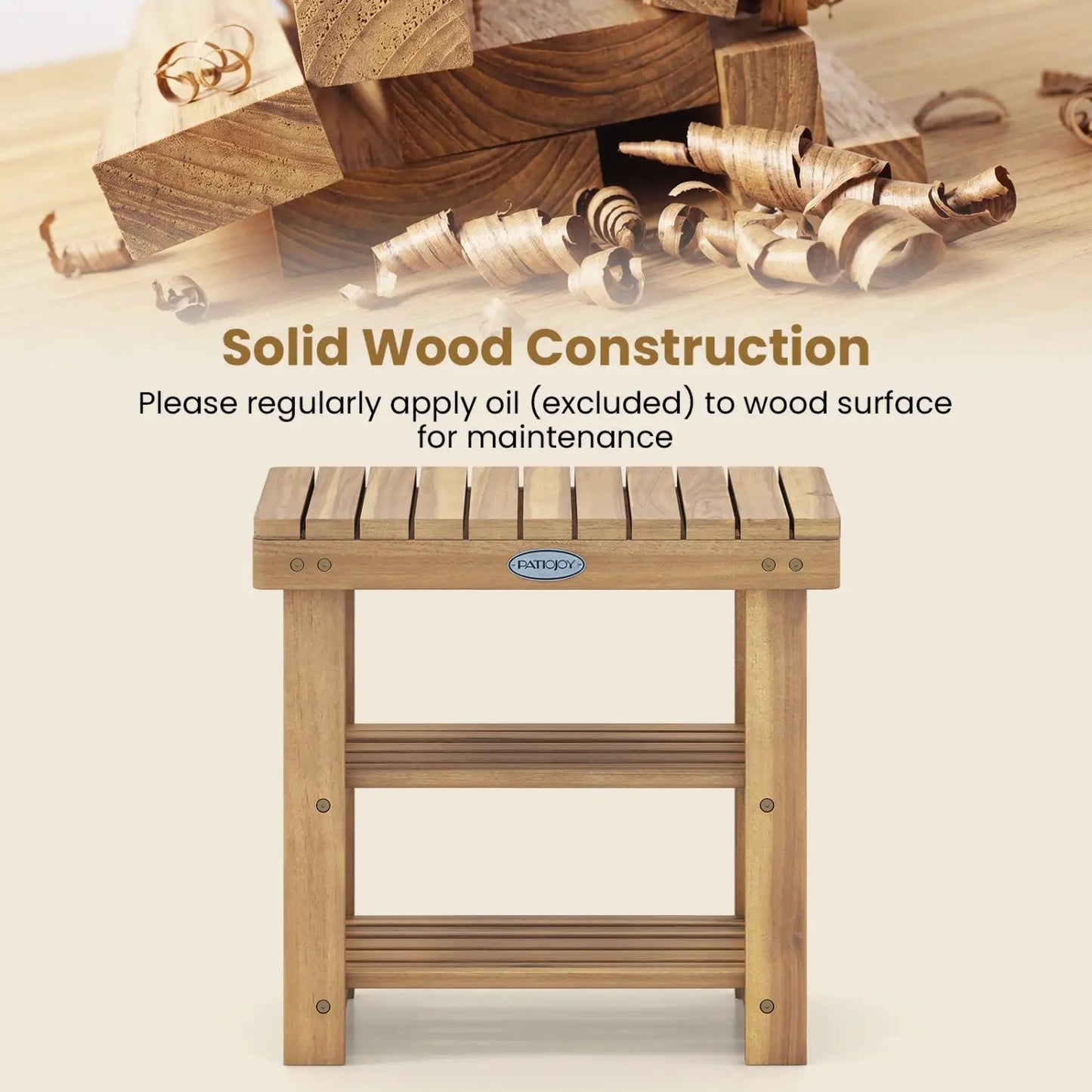 Three Tier Solid Wood Shoe Rack with Slats
