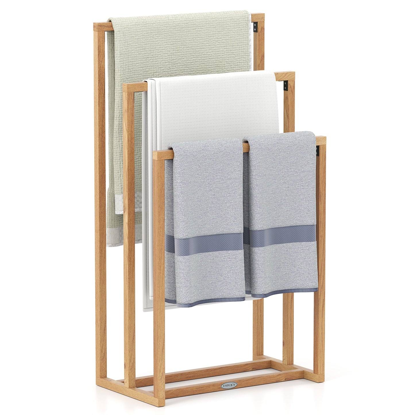 3-Tier Teak Wood Towel Rack by DirectDeals with 3 hanging crossbars on Tampa Home & Garden Store
