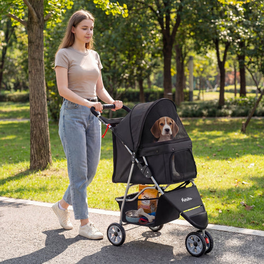 3 Wheel Pet Stroller for Small Dogs Cats up to 33 LBS - Tampa Home & Garden Store