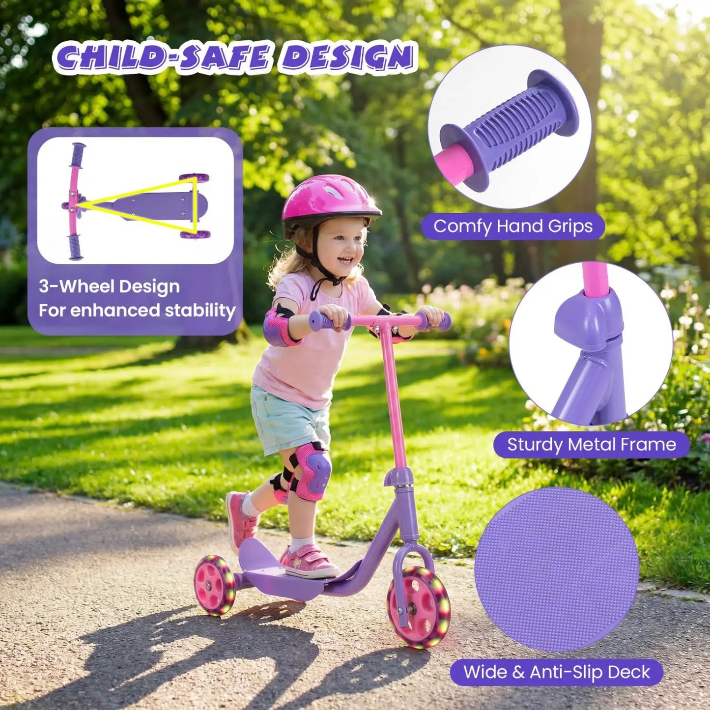 3 Wheel Scooter for Kids 2+ With LED Wheels
