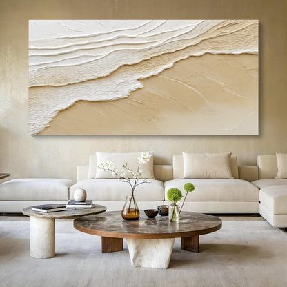 Neutral Ocean Waves canvas wall art by Tailored Canvases in beige white tones for decor on Tampa Home & Garden Store