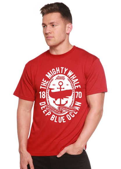 The Mighty Spun Bamboo men's red graphic T-shirt with white circular anchor design on Tampa Home & Garden Store
