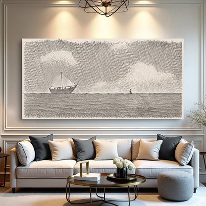 Jesus Walking On Water Faith Wall Art II canvas Tailored Canvases, monochrome line scene on Tampa Home & Garden Store