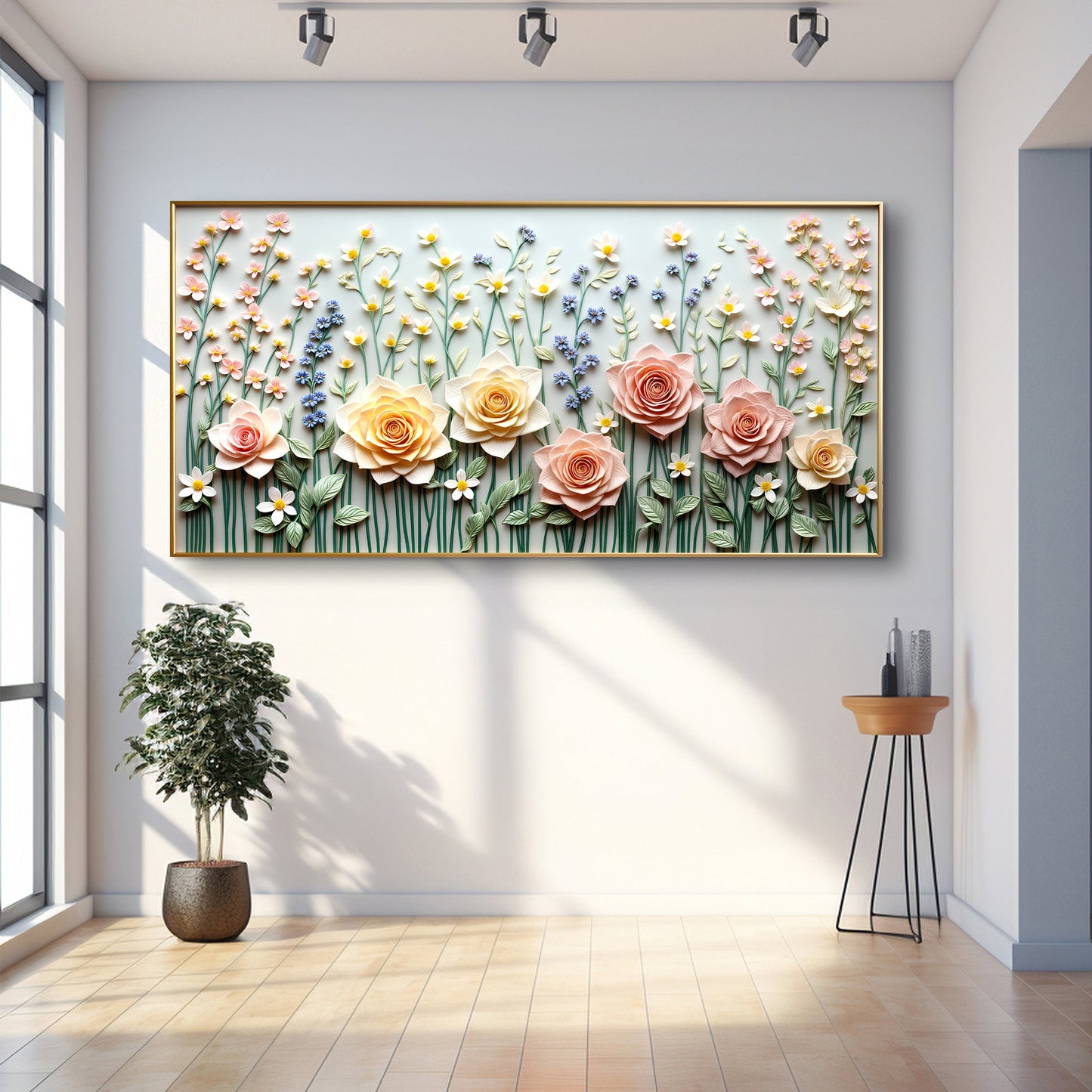 Garden Rhapsody Wall Art canvas pastel floral bouquet in a gold frame Tailored Canvases on Tampa Home & Garden Store