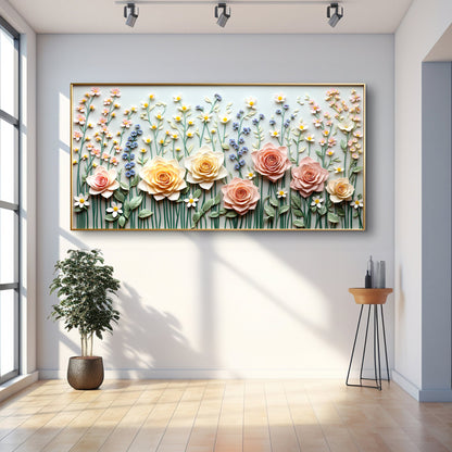 Garden Rhapsody Wall Art canvas pastel floral bouquet in a gold frame Tailored Canvases on Tampa Home & Garden Store