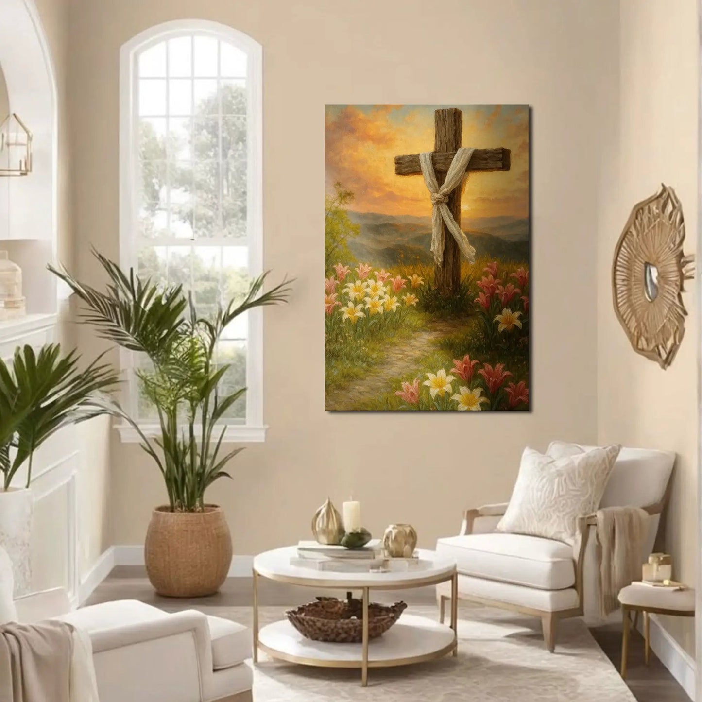 Cross and Flowers Faith Wall Art III Canvas