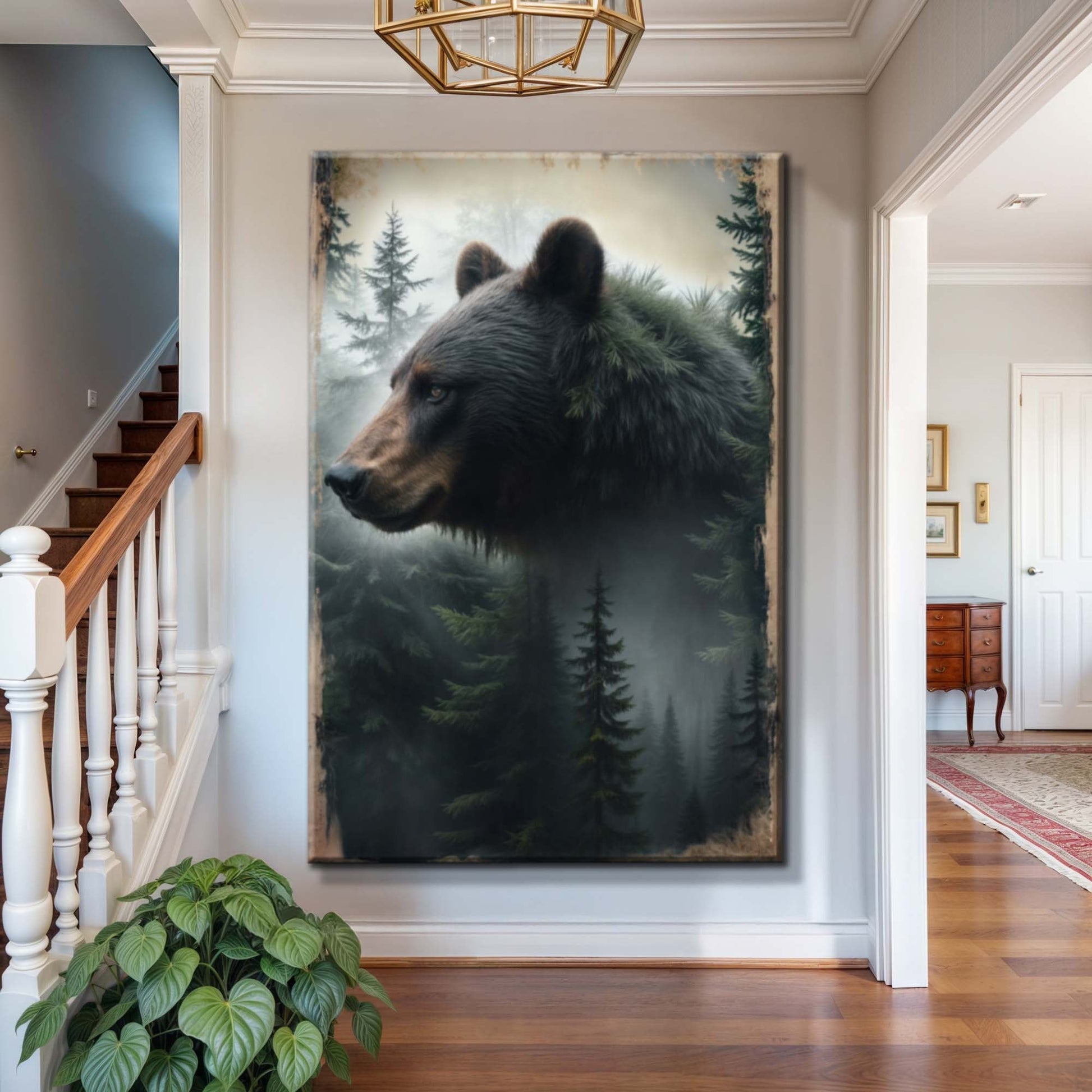 Black Bear Exposure Wall Art canvas by Tailored Canvases; vertical forest bear close‑up on Tampa Home & Garden Store