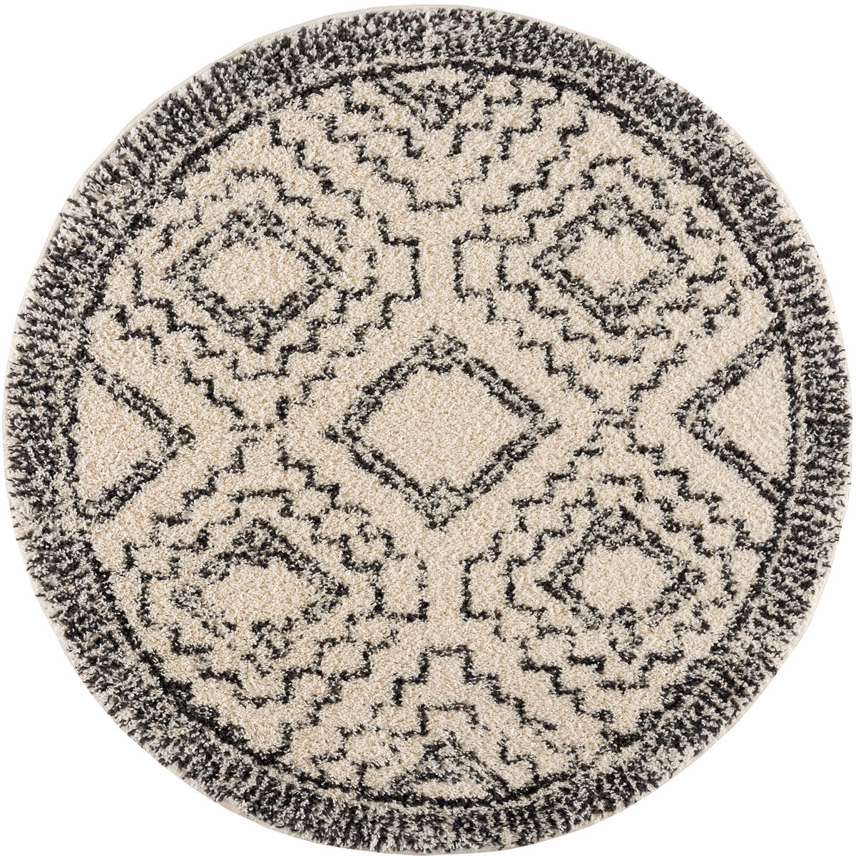 Buan round area rug in beige and black by Boutique Rugs on Tampa Home & Garden Store