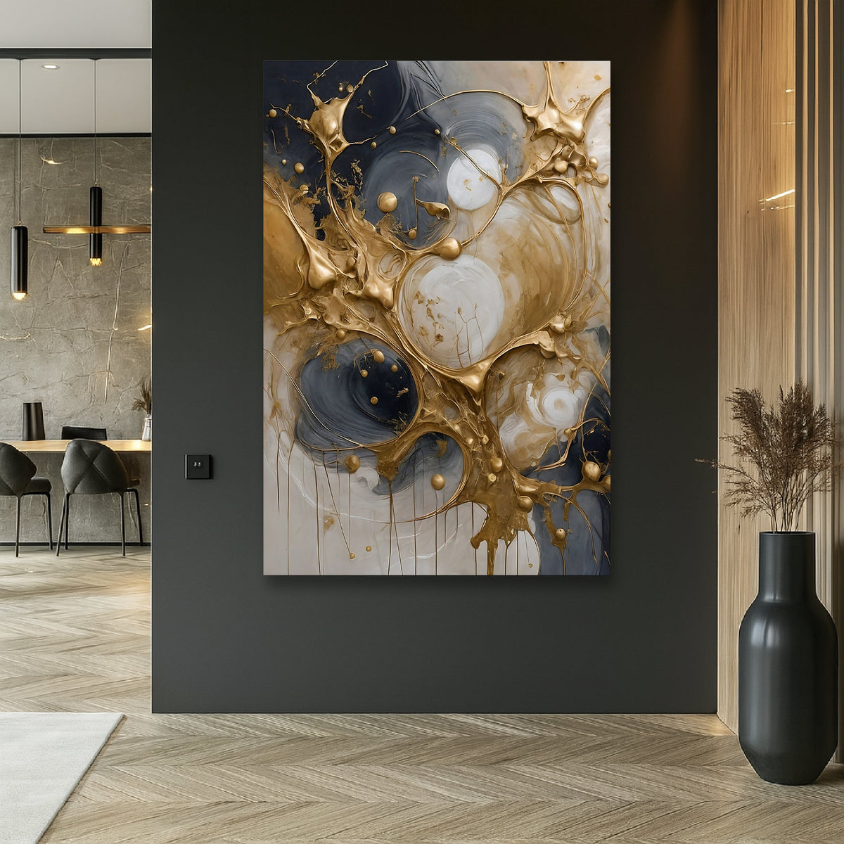 Black and Gold Splash Wall Art canvas by Tailored Canvases, crafting canvas decor on Tampa Home & Garden Store