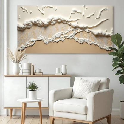 Beige abstract ocean waves wall art canvas by Tailored Canvases, crafting canvas decor on Tampa Home & Garden Store