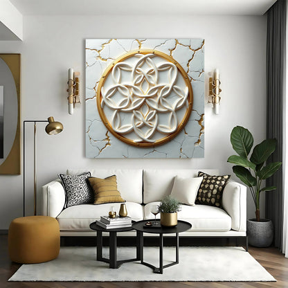 Flower Of Life Wall Art IV canvas Tailored Canvases, gold circular design on cracked marble on Tampa Home & Garden Store