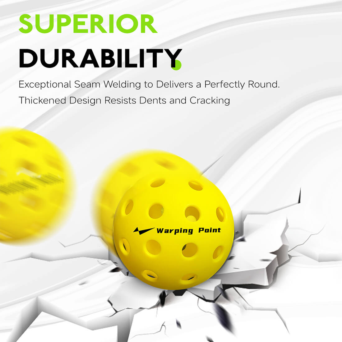 Outdoor Practice Pickleballs - Yellow, Warping Point, two perforated balls with logo on Tampa Home & Garden Store
