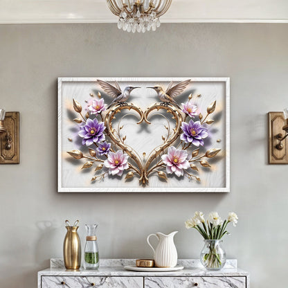 3D Hummingbirds Wall Art V canvas Tailored Canvases two hummingbirds with gold frame on Tampa Home & Garden Store