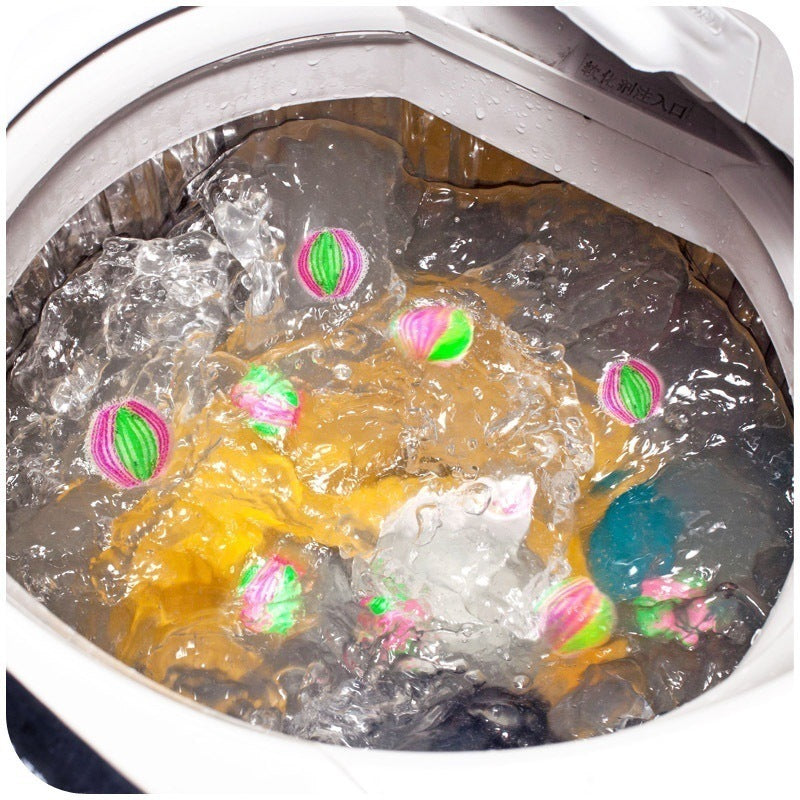 Stevvex pet hair remover laundry balls, colorful striped reusable lint filters in washing machine on Tampa Home & Garden Store