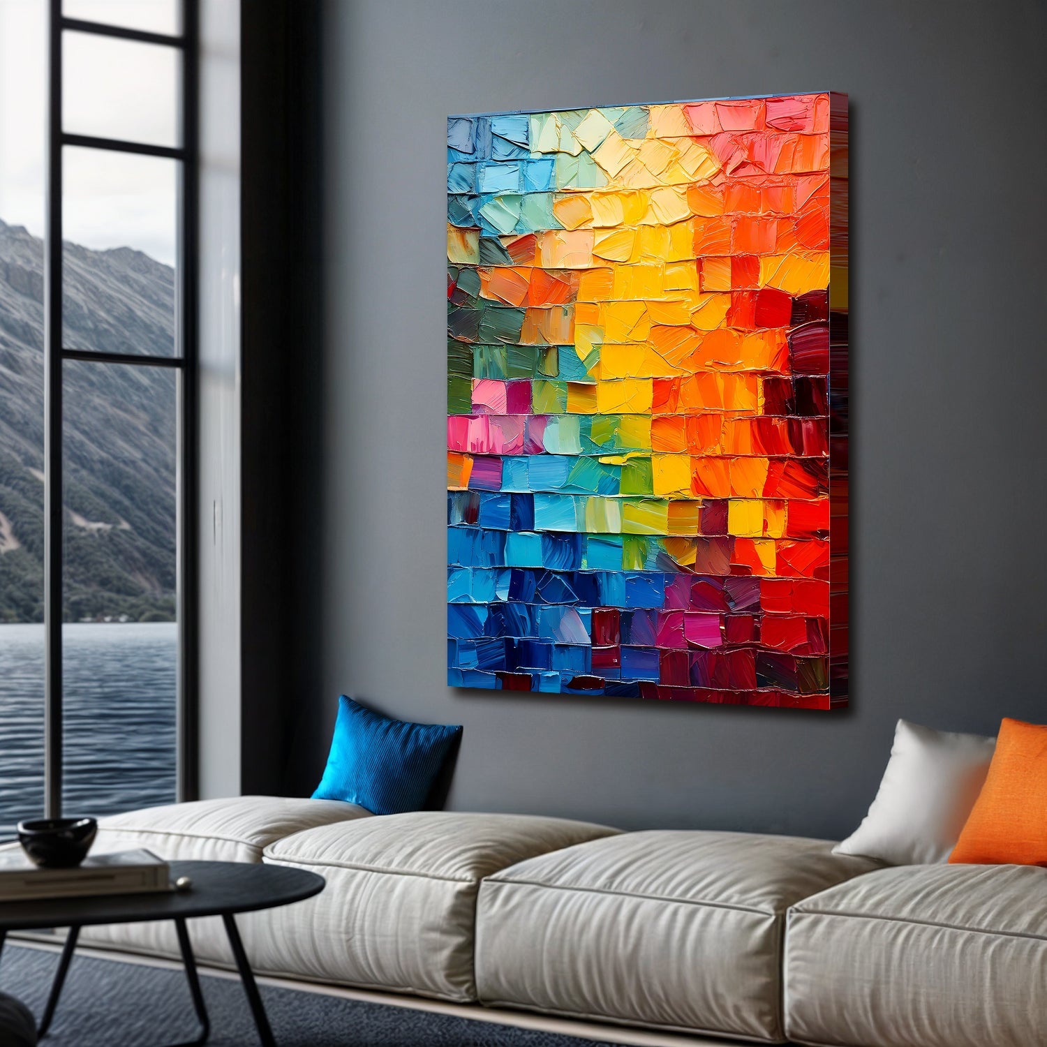 Spectrum Mosaic Wall Art Canvas by Tailored Canvases with vibrant multicolor tile design on Tampa Home & Garden Store