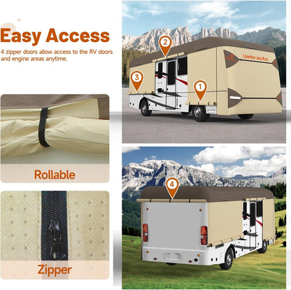 Umbrauto Class A RV Cover khaki heavy-duty 7-layer windproof breathable motorhome cover on Tampa Home & Garden Store