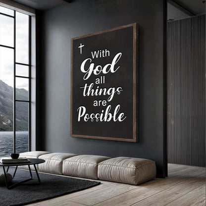 Canvas faith sign V by Tailored Canvases, blackboard-style canvas with white script and frame on Tampa Home & Garden Store