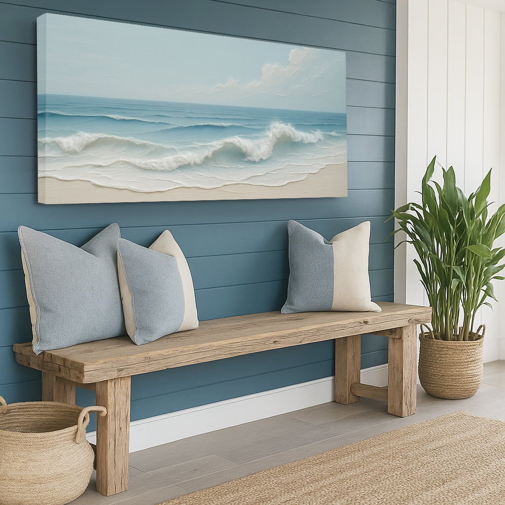 Canvas Serene Ocean Wave Coastal Wall Art VIII in blue tones by Tailored Canvases on Tampa Home & Garden Store