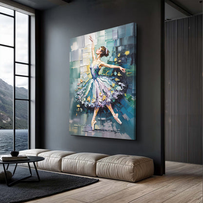 Ballerina Abstract Wall Art canvas crafting canvas teal hues on dark wall Tailored Canvases on Tampa Home & Garden Store