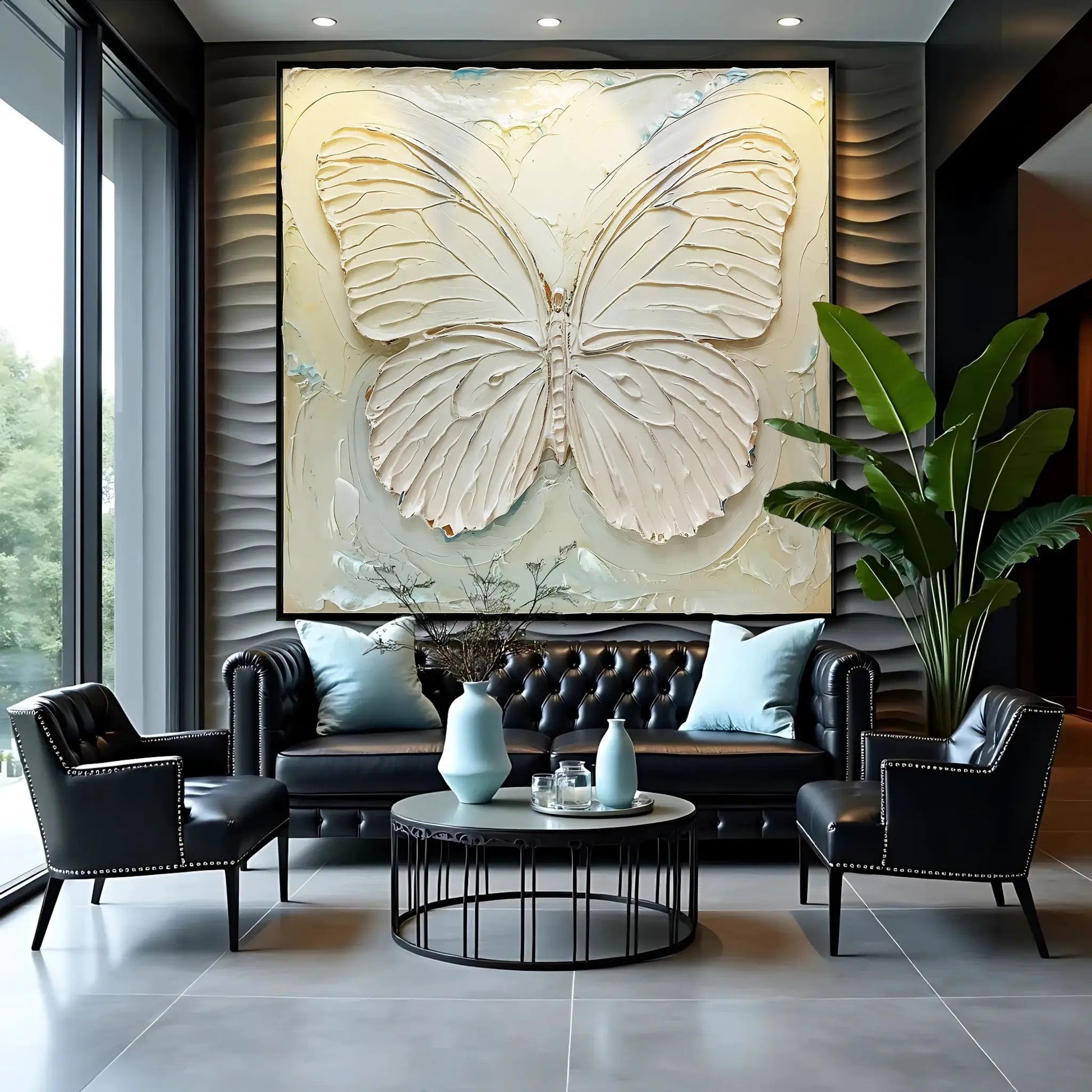 White Butterfly Wall Art canvas with textured cream butterfly relief Crafting Canvas on Tampa Home & Garden Store