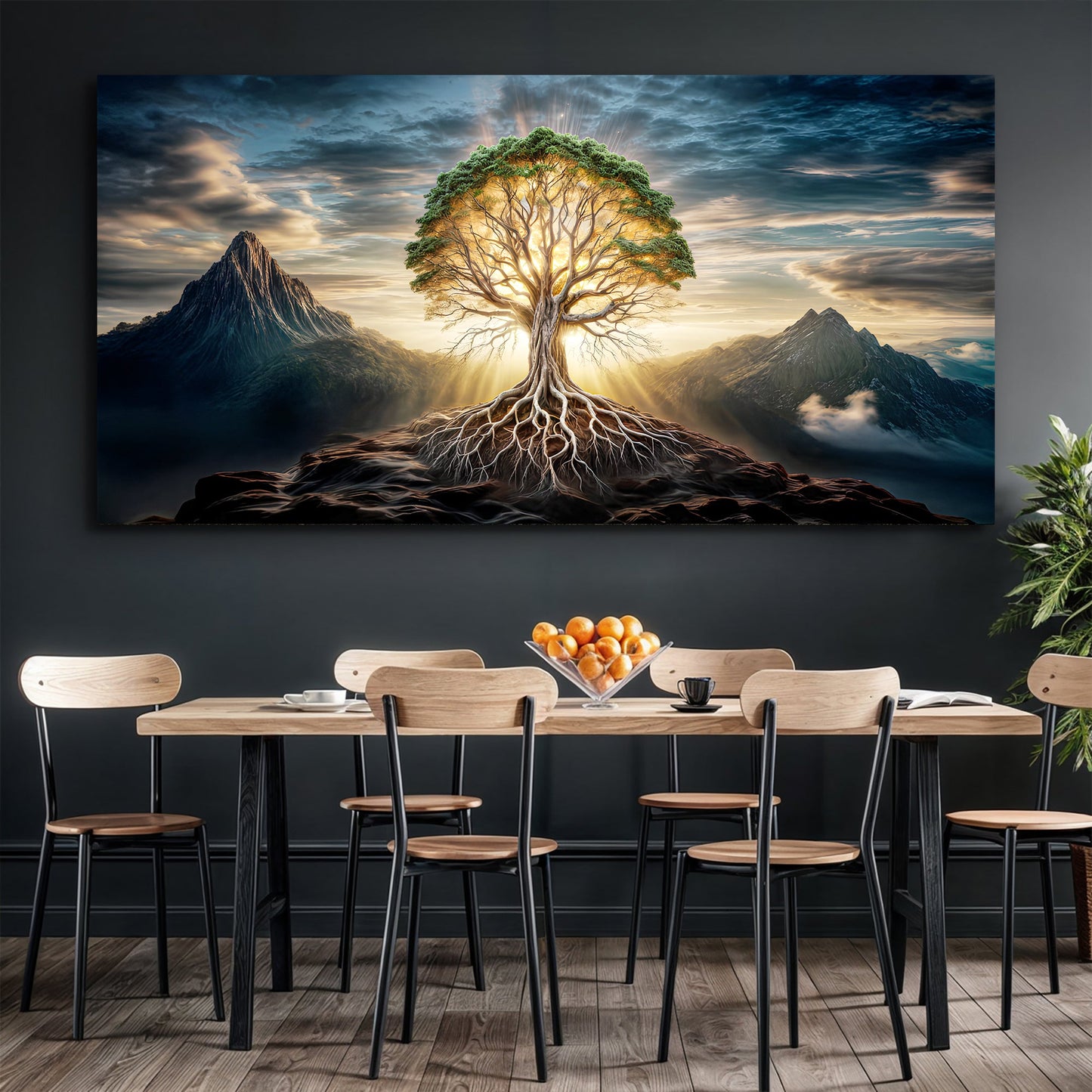 Burning Bush Faith Wall Art canvas by Tailored Canvases glowing tree and roots by mountains on Tampa Home & Garden Store