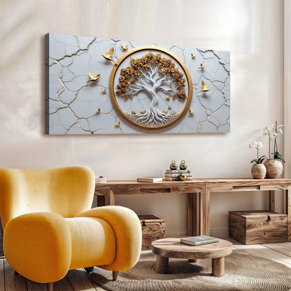3D Celtic Tree of Life canvas wall art in white with gold tree and ring Tailored Canvases on Tampa Home & Garden Store