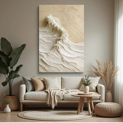 Modern Neutral Mountain Wall Art canvas by Tailored Canvases in beige textured tones on wall on Tampa Home & Garden Store
