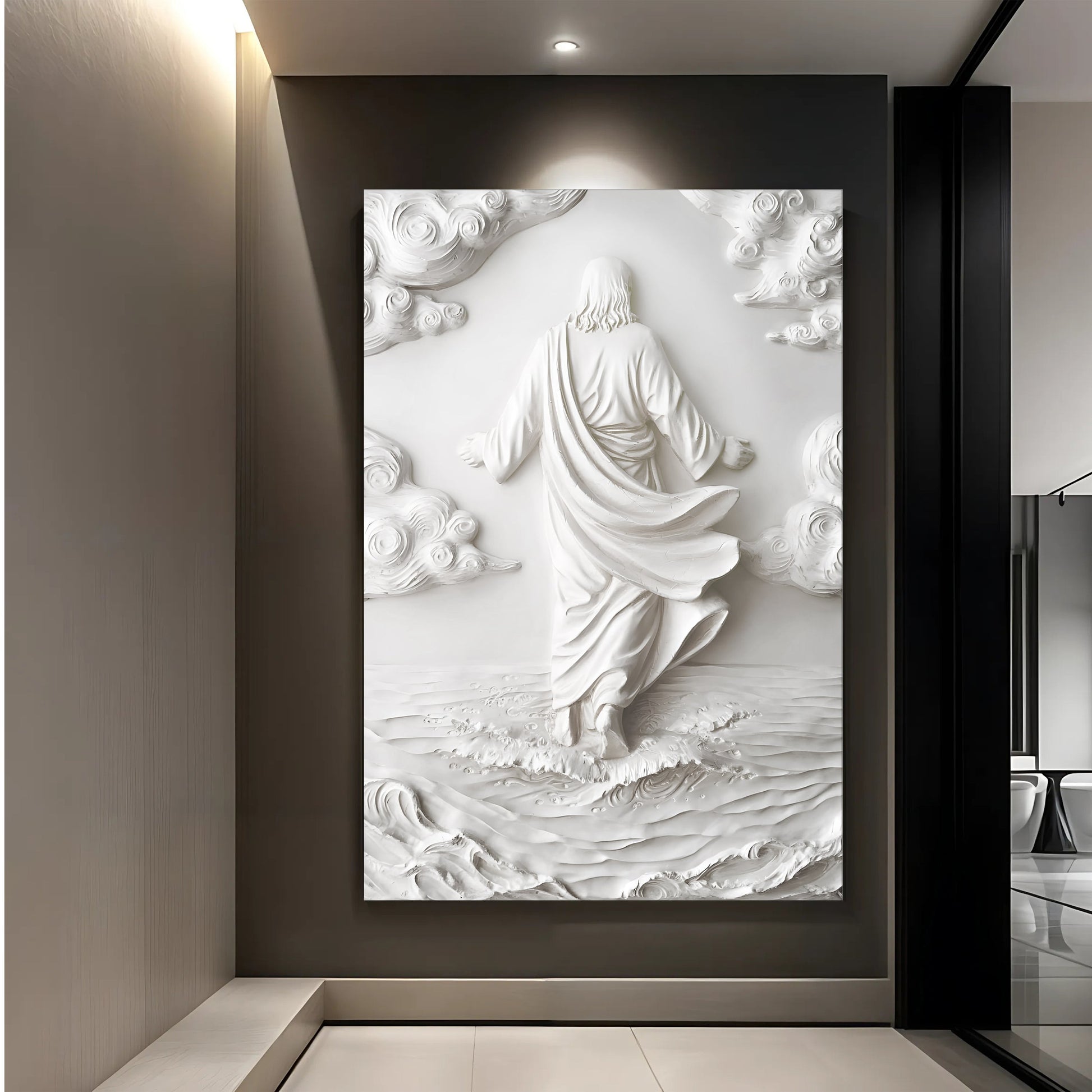 3D minimalist Jesus walking on water canvas wall art Tailored Canvases crafting canvas on Tampa Home & Garden Store