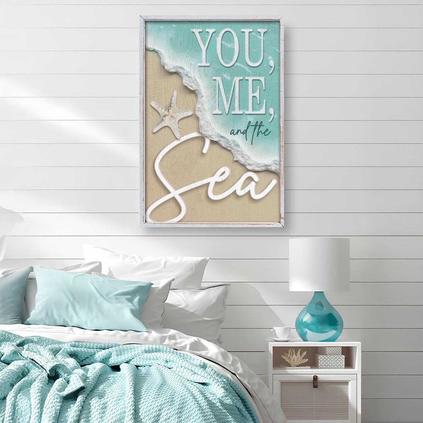 Canvas You Me and the Sea Coastal Sign VI by Tailored Canvases in teal and sand tones on Tampa Home & Garden Store