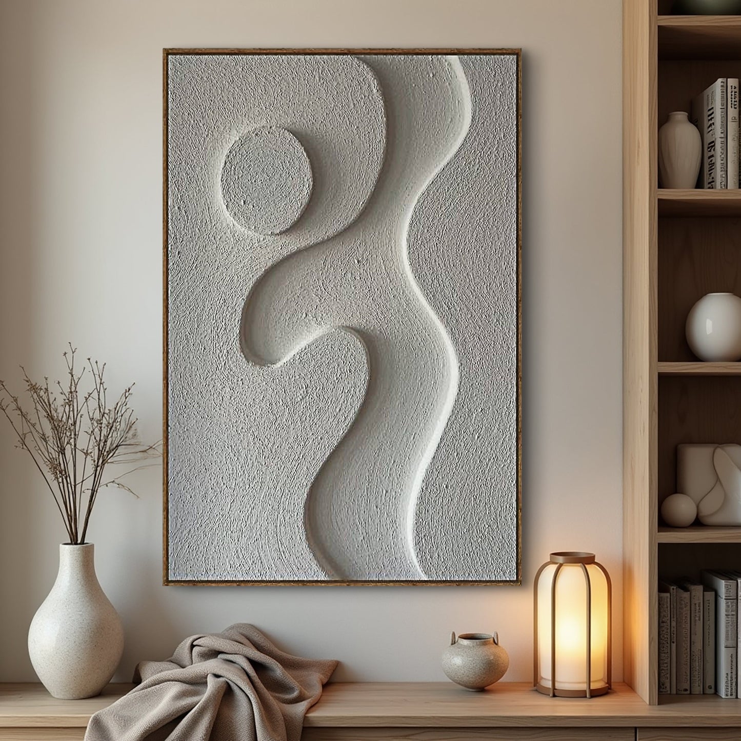 Midcentury Curves Wall Art canvas by Tailored Canvases with textured gray sculptural relief on Tampa Home & Garden Store