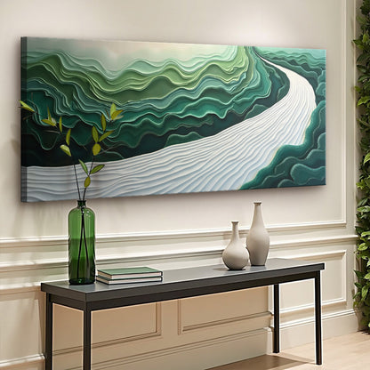 Green Rivers Abstract Wall Art III canvas by Tailored Canvases; teal-green layered river design on Tampa Home & Garden Store