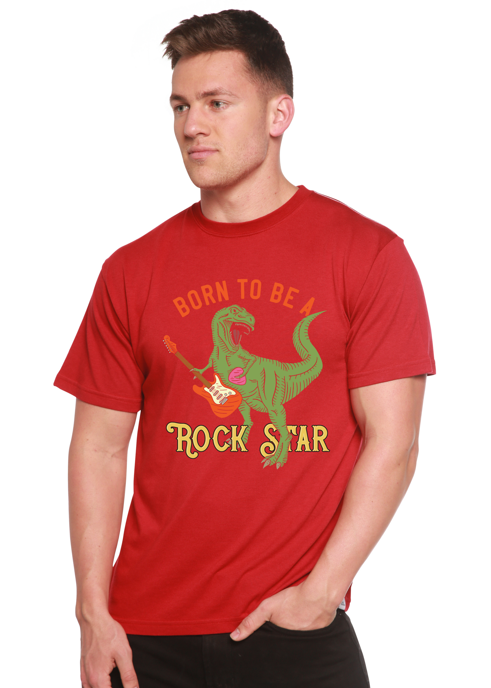 Born To Be A Rock Star graphic tee red bamboo viscose organic cotton by Spun Bamboo on Tampa Home & Garden Store