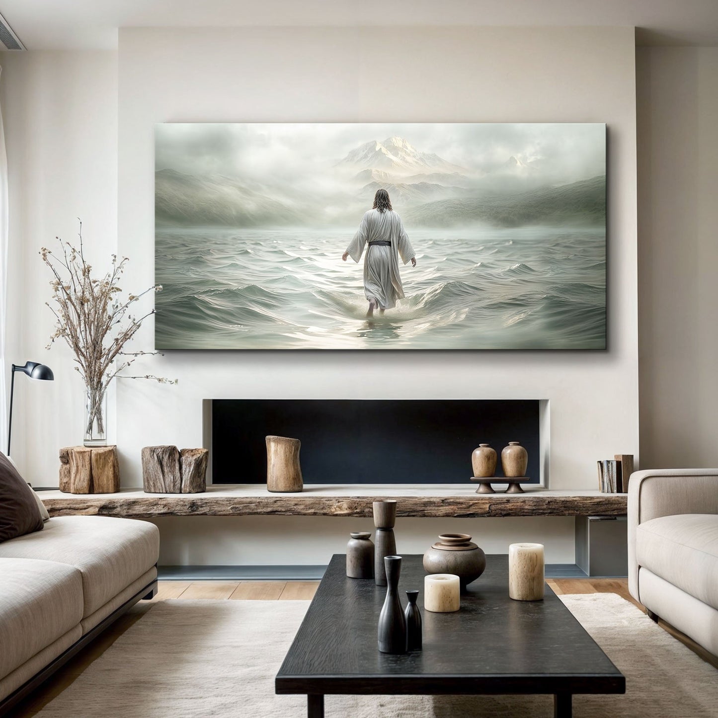 Walking on Water Faith Wall Art VIII canvas Tailored Canvases; white robes into mist on Tampa Home & Garden Store