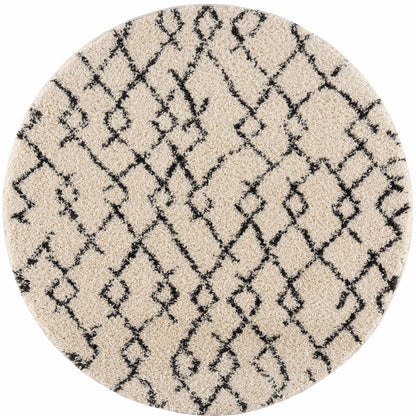 Pahala Moroccan Shag Area Rug - Clearance beige with black lattice pattern by Boutique Rugs on Tampa Home & Garden Store