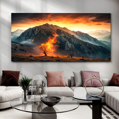 Burning Bush Faith Wall Art XIII canvas by Tailored Canvases; fiery mountain landscape on Tampa Home & Garden Store