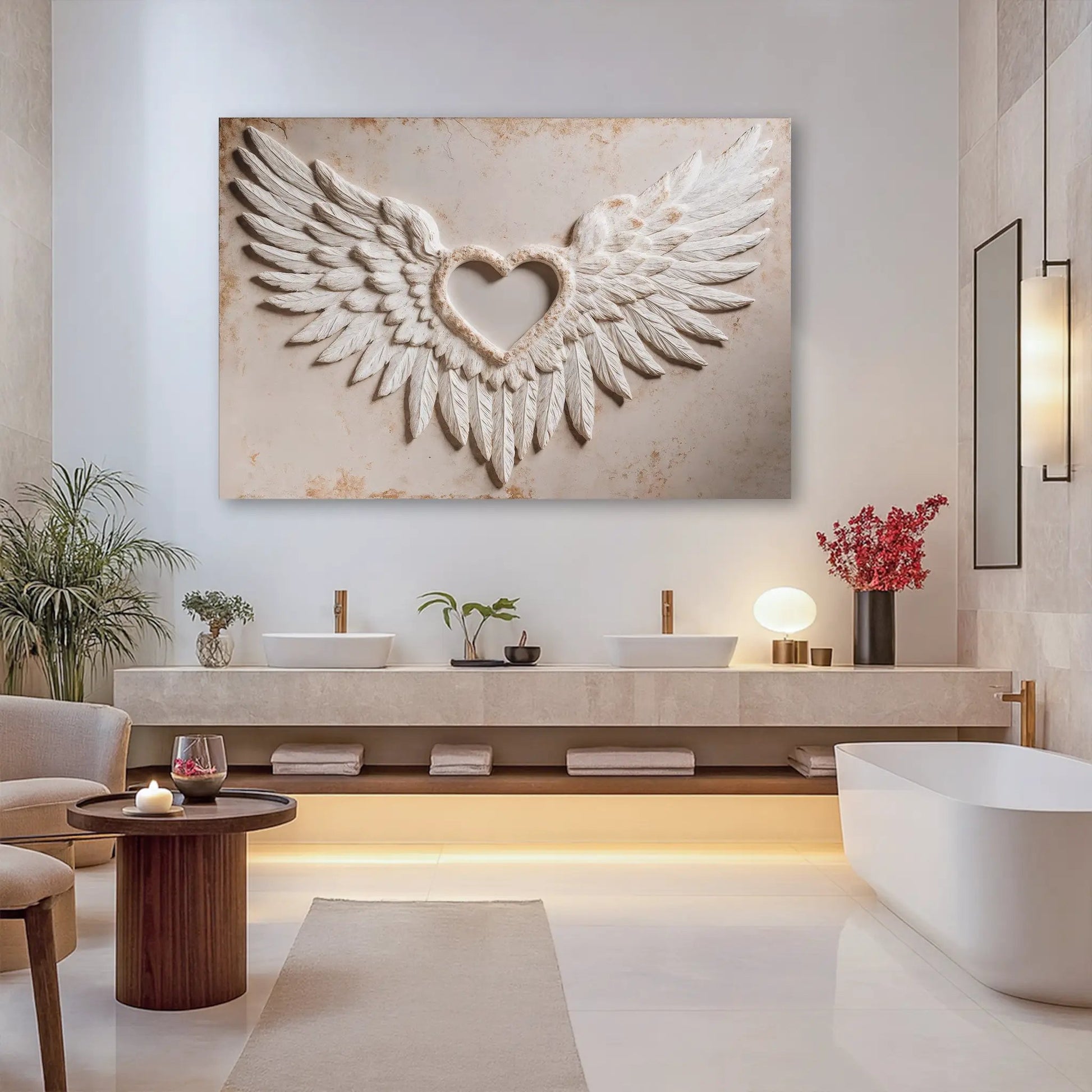Wings of Love Abstract Wall Art II canvas Tailored Canvases heartcut wings beige tones on Tampa Home & Garden Store