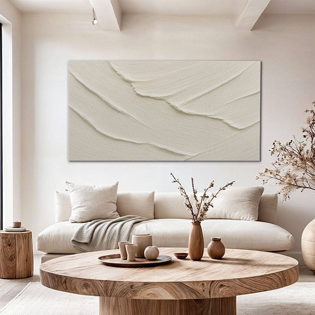 Abstract Minimalist Wave Wall Art II canvas decor by Tailored Canvases in cream beige on Tampa Home & Garden Store