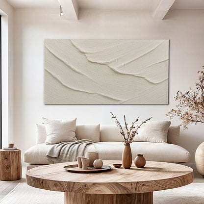 Abstract Minimalist Wave Wall Art II canvas decor by Tailored Canvases in cream beige on Tampa Home & Garden Store